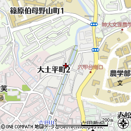兵庫県神戸市灘区大土平町周辺の地図