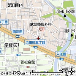 尼崎浜田郵便局周辺の地図