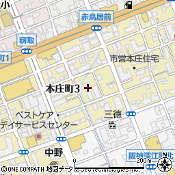 兵庫県神戸市東灘区本庄町3丁目4周辺の地図