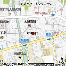 静岡県磐田市中川町周辺の地図