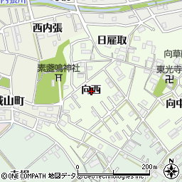 愛知県豊橋市向草間町向西周辺の地図