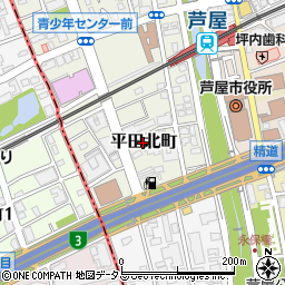 兵庫県芦屋市平田北町周辺の地図