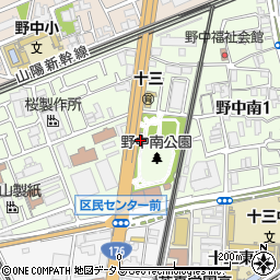 野中南公園トイレ周辺の地図