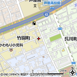 兵庫県芦屋市竹園町5-27周辺の地図