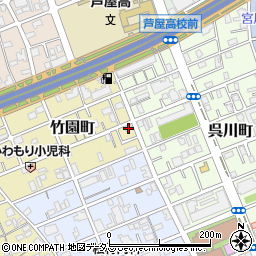 兵庫県芦屋市竹園町5-1周辺の地図