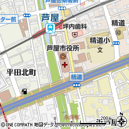 芦屋市役所周辺の地図