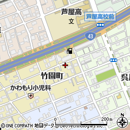 兵庫県芦屋市竹園町4-25周辺の地図