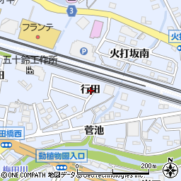愛知県豊橋市大岩町行田周辺の地図