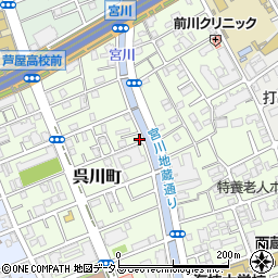 リパーク芦屋呉川町第３駐車場周辺の地図
