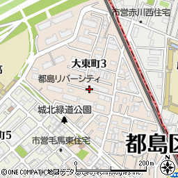 大阪府大阪市都島区大東町周辺の地図