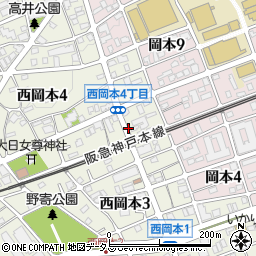 西岡本4周辺の地図
