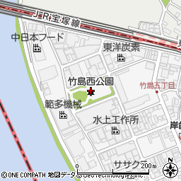 竹島西公園周辺の地図