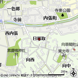 愛知県豊橋市向草間町日雇取周辺の地図