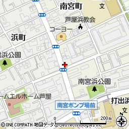 芦屋南宮郵便局周辺の地図