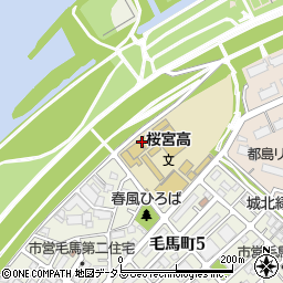 大阪府立桜宮高等学校周辺の地図