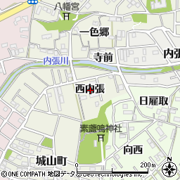 愛知県豊橋市一色町西内張周辺の地図