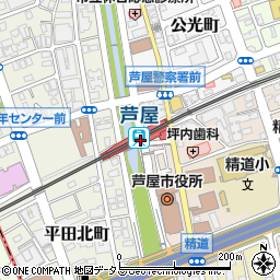 兵庫県芦屋市周辺の地図