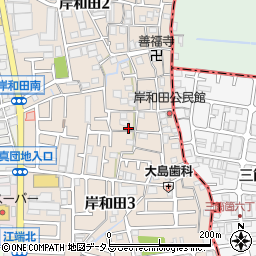大阪府門真市岸和田周辺の地図