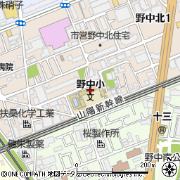 大阪市立野中小学校周辺の地図