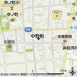 静岡県浜松市中央区中野町2086周辺の地図