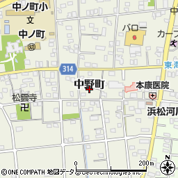 静岡県浜松市中央区中野町2038周辺の地図