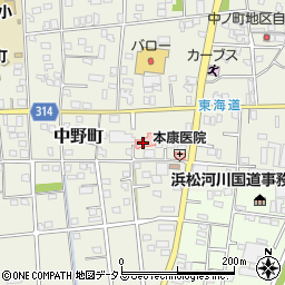 静岡県浜松市中央区中野町1217周辺の地図