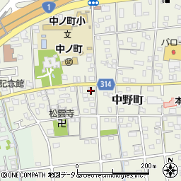 静岡県浜松市中央区中野町2104周辺の地図