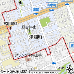 兵庫県芦屋市津知町周辺の地図