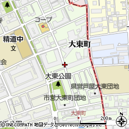 兵庫県芦屋市大東町周辺の地図