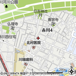 大阪府大阪市旭区赤川周辺の地図