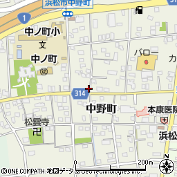 静岡県浜松市中央区中野町396周辺の地図