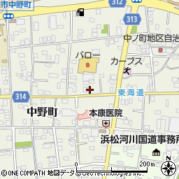 静岡県浜松市中央区中野町601周辺の地図