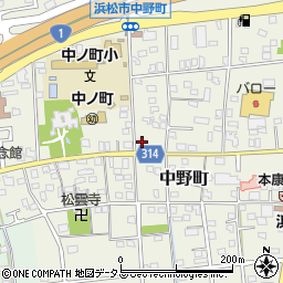 静岡県浜松市中央区中野町387周辺の地図