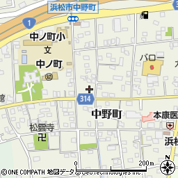 静岡県浜松市中央区中野町392周辺の地図