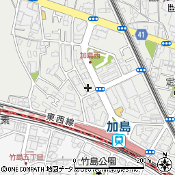 名鉄協商ＪＲ加島駅北駐車場周辺の地図