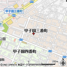 兵庫県西宮市甲子園三番町周辺の地図