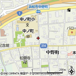 静岡県浜松市中央区中野町383周辺の地図