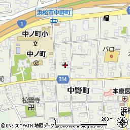 静岡県浜松市中央区中野町394周辺の地図