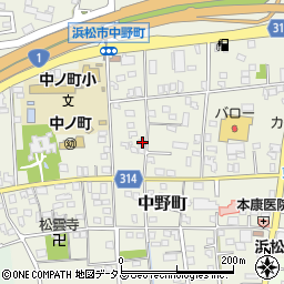 静岡県浜松市中央区中野町398周辺の地図