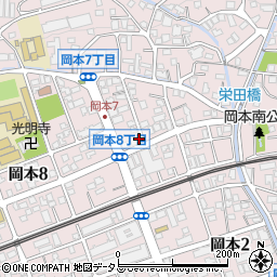 兵庫県神戸市東灘区岡本周辺の地図