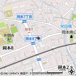 兵庫県神戸市東灘区岡本周辺の地図