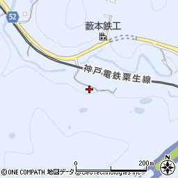 兵庫県神戸市北区山田町藍那上ノ町周辺の地図