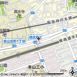 兵庫県神戸市東灘区森北町3丁目周辺の地図