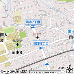 岡本7周辺の地図