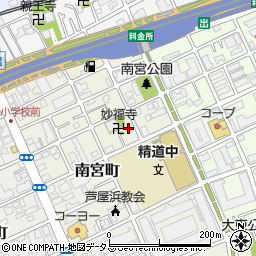 兵庫県芦屋市南宮町周辺の地図