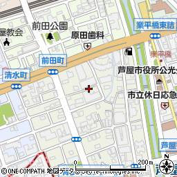 兵庫県芦屋市川西町周辺の地図