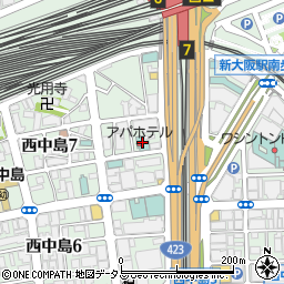 アパホテル新大阪駅タワー周辺の地図