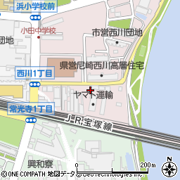 尼崎停車場西川線周辺の地図
