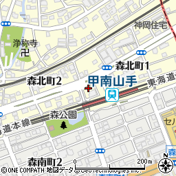 ファミリーマート甲南山手店周辺の地図