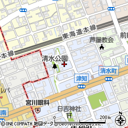 兵庫県芦屋市清水町周辺の地図